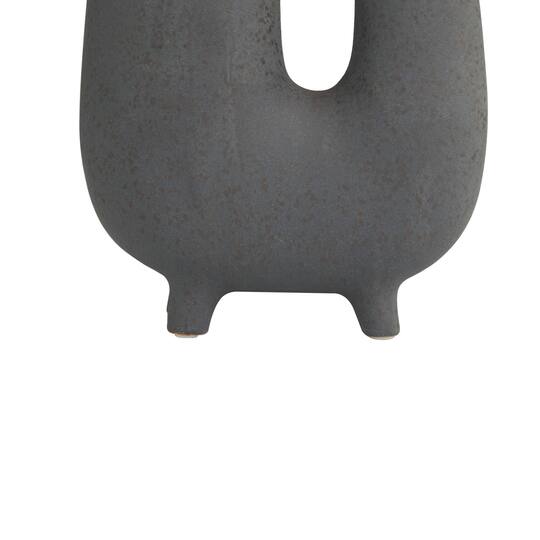 8" Dark Gray Ceramic U-Shaped Abstract Vase with Small Feet